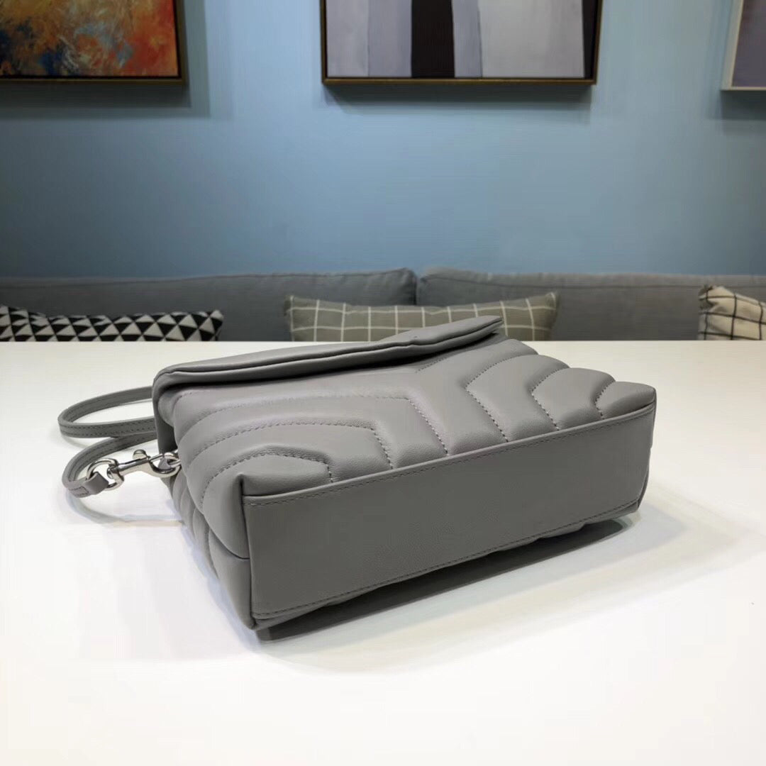 Top Quality Loulou Mini Shoulder Bag Grey For Women 7in/18cm YSL