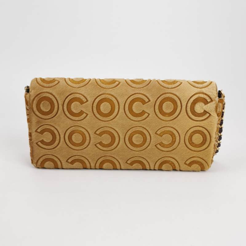 Chanel East West Rare Tan Brown Pony-hair Calfskin Leather CC Logo