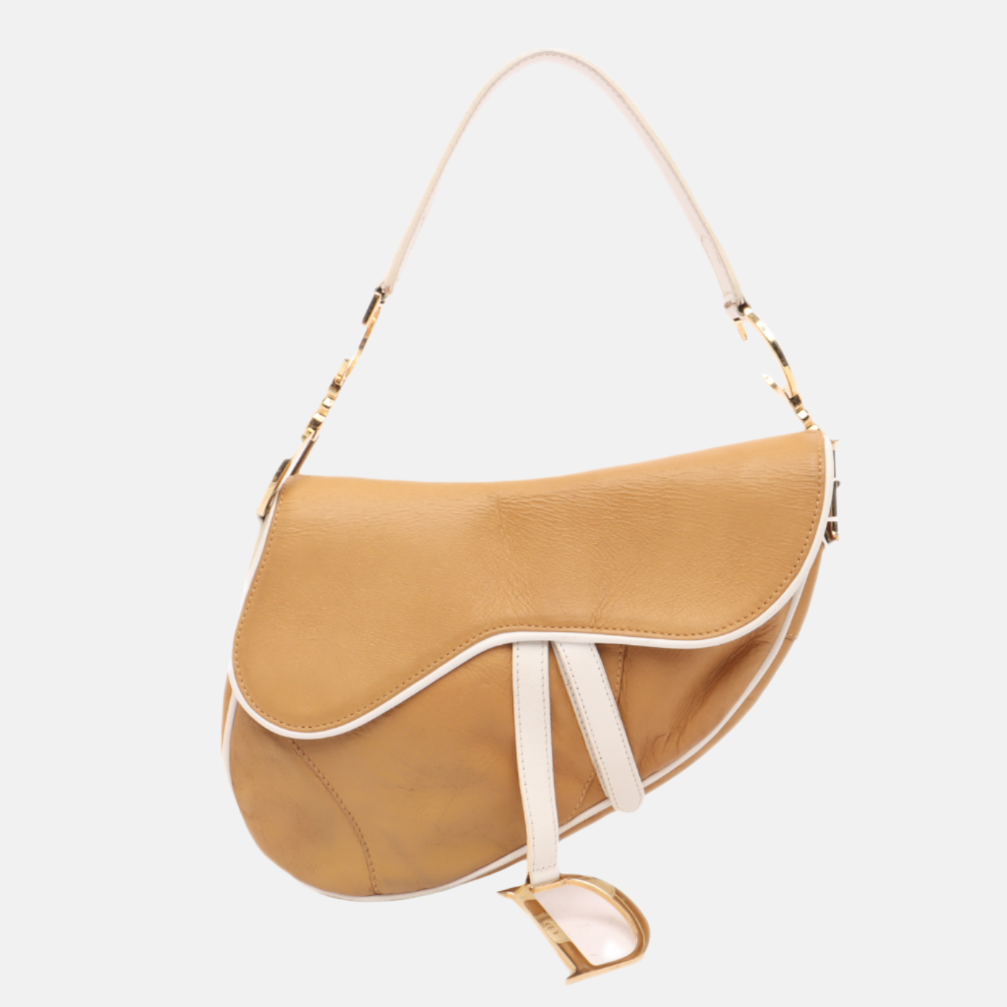 Dior Saddle   Brown Leather and Silk Interior Shoulder Bag
