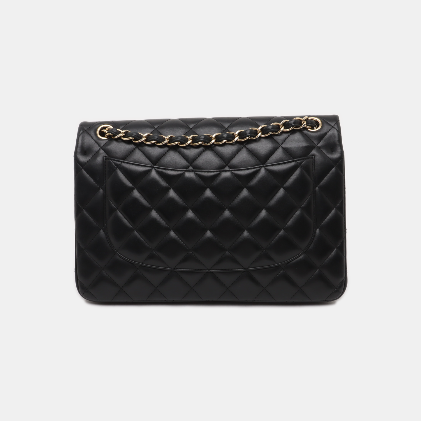 Chanel Classic Flap Jumbo Black Lambskin Leather Double Flap Gold Hardware