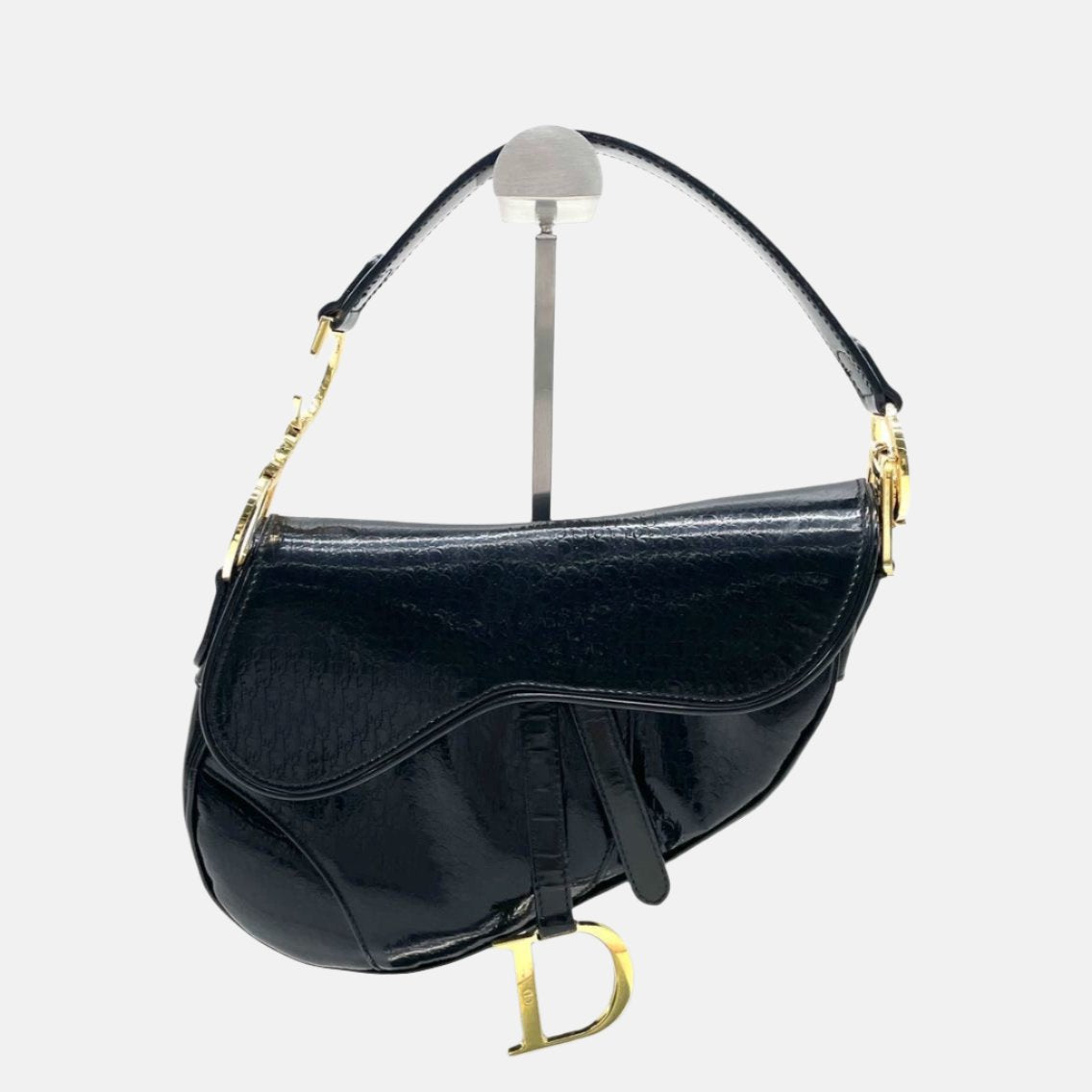Dior Saddle Small   Shoulder Bag Black Patent Leather