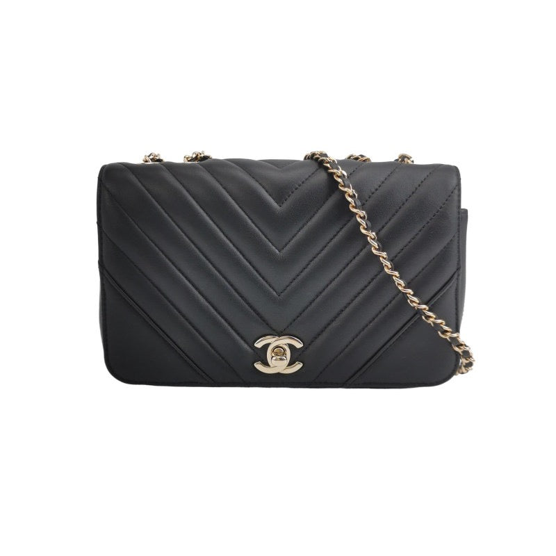 Chanel Classic Flap Rectangular Mini Chevron Quilted Calfskin Leather Black