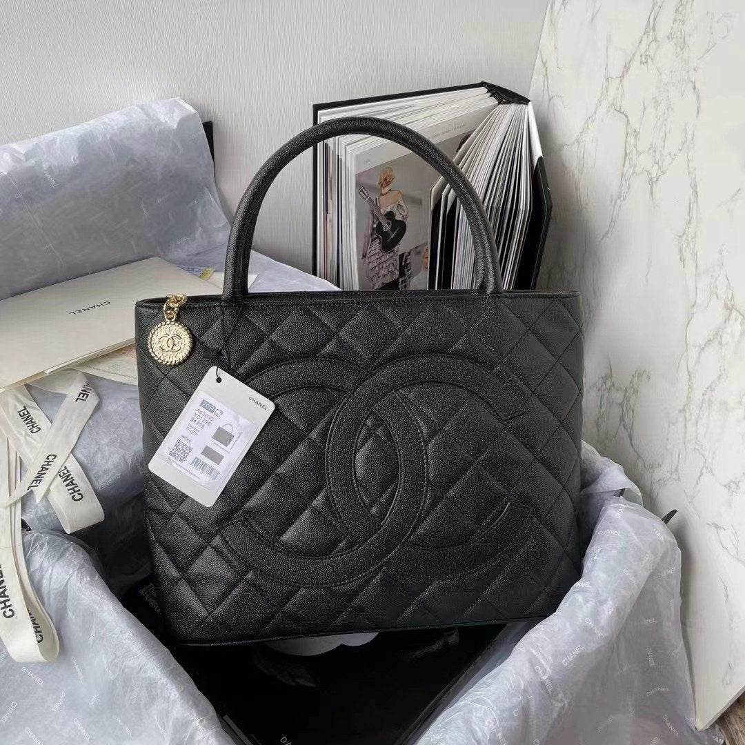 CHLMedallion Tote Shoulder Black Bag For Women 29cm/11.4in