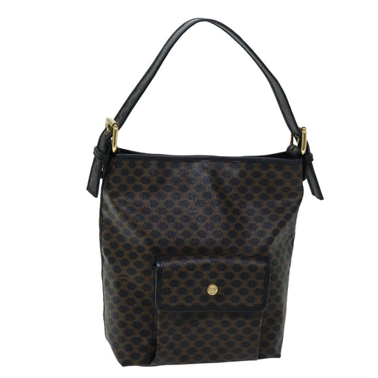 Luxury CELINE Macadam Canvas Shoulder Bag PVC Black  73131