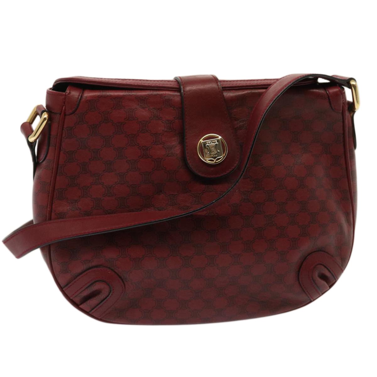 Luxury CELINE Macadam Canvas Shoulder Bag Red  73167