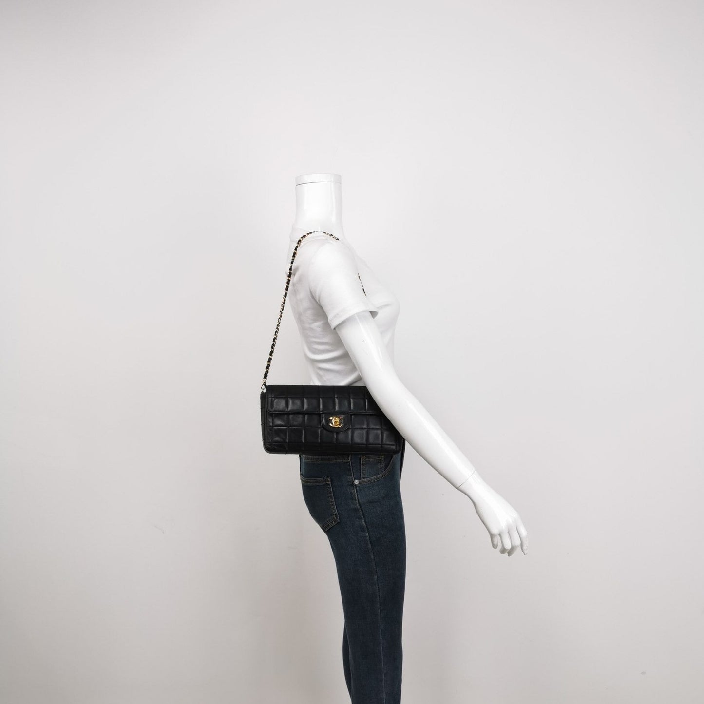 Chanel East West Chocolate Bar Black Leather