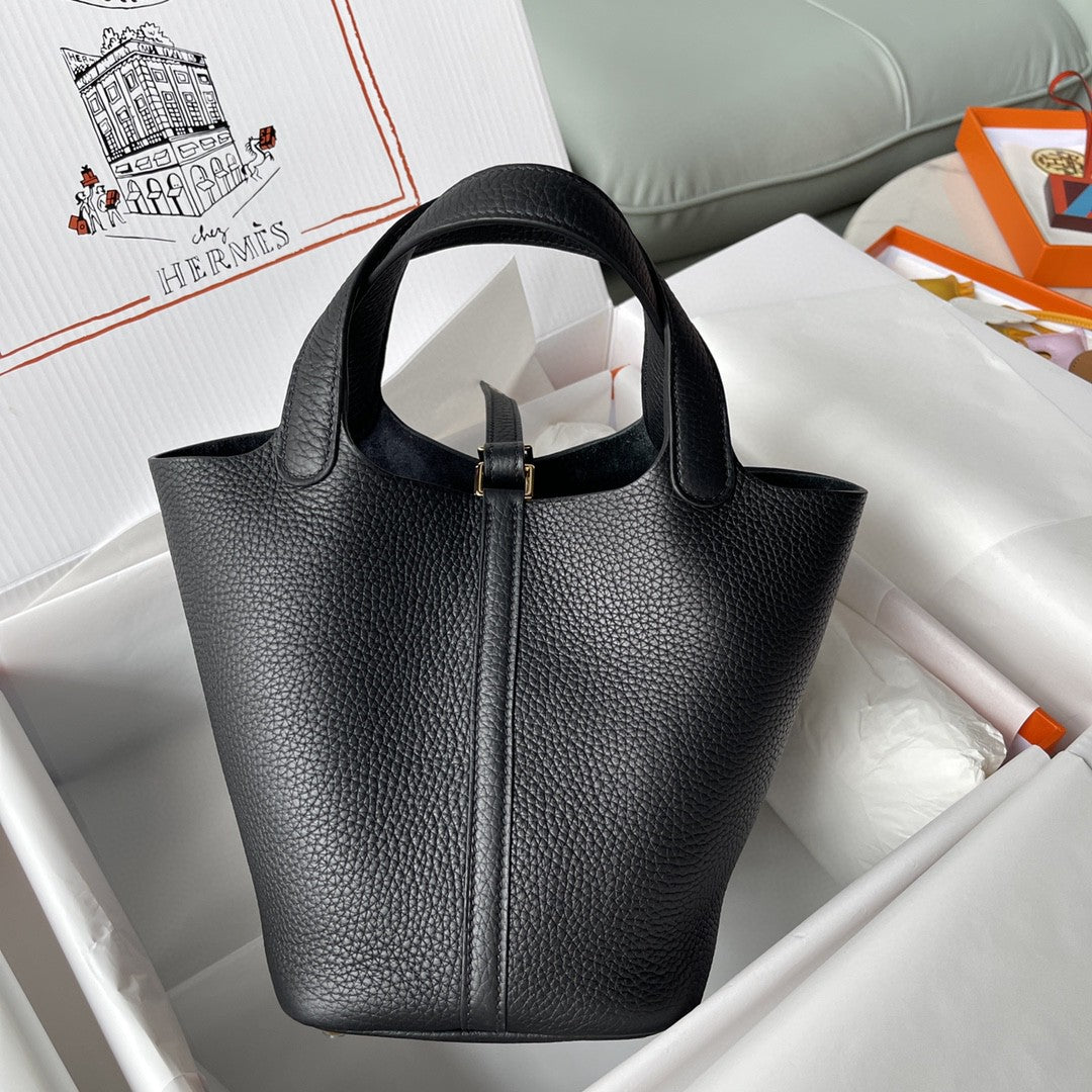Top Quality Picotin Lock 18 Bag Black For Women, Handbags 7.1in/18cm