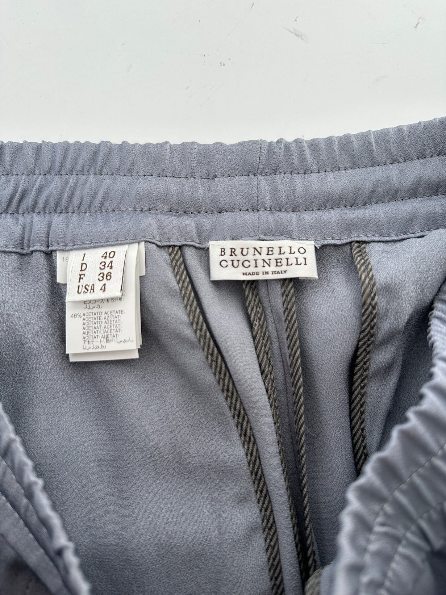 Brunello Cucinelli Blue Straight Leg Tro rs with Side Stripe Detail Size IT 40 (UK 8)
