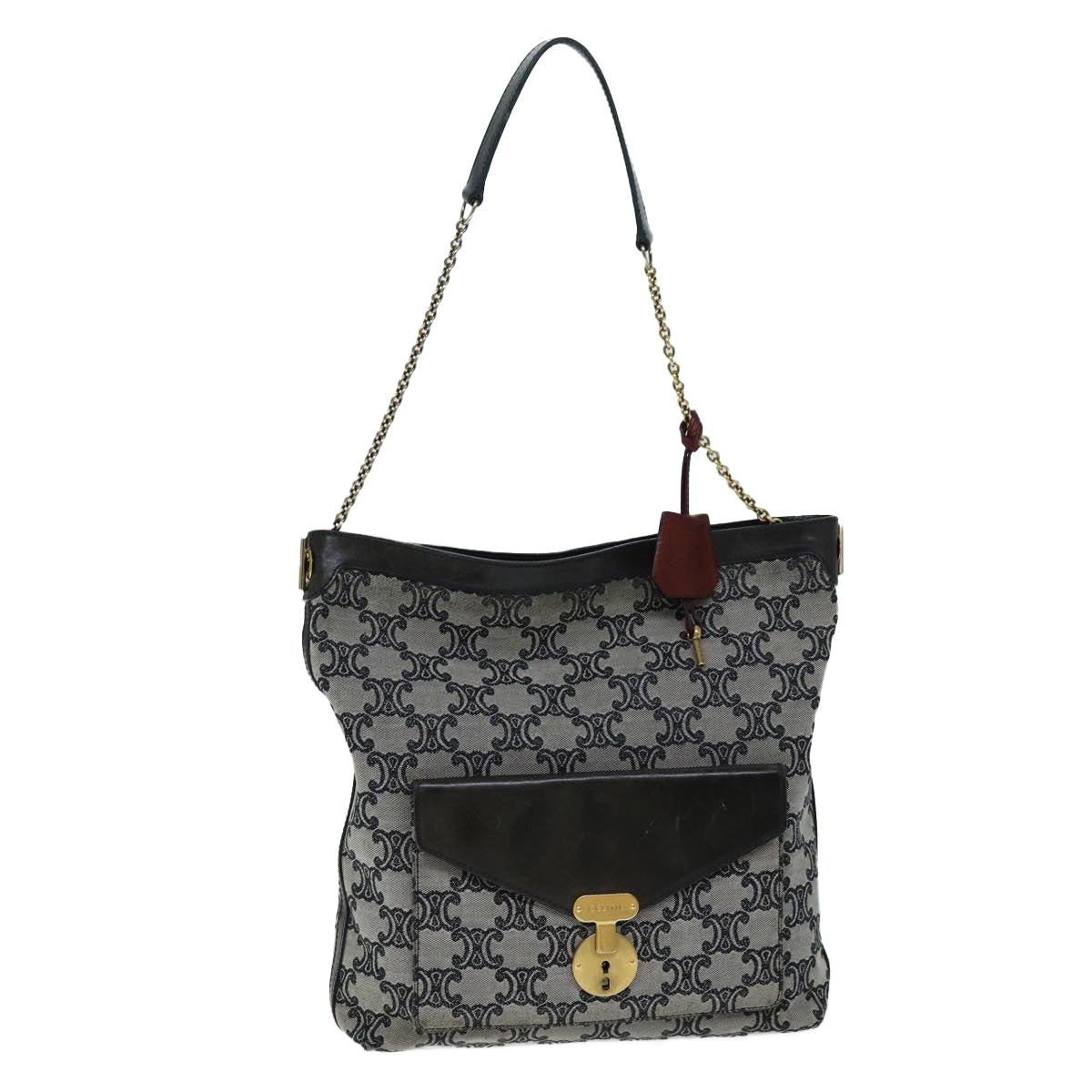 Luxury CELINE Triomphe Canvas Shoulder Bag Gray  73617