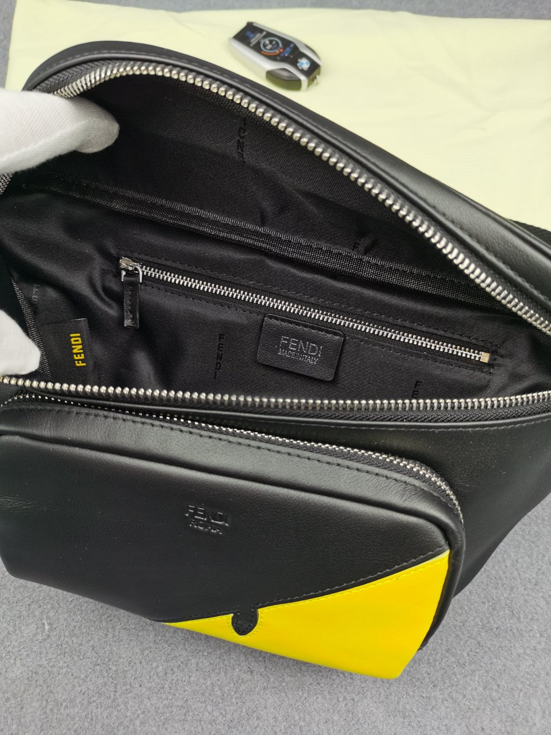 Top QualityTop Quality Little Monster Belt Bag Black/Yellow For Men, Men’s Bag 7.9in/20cm FF