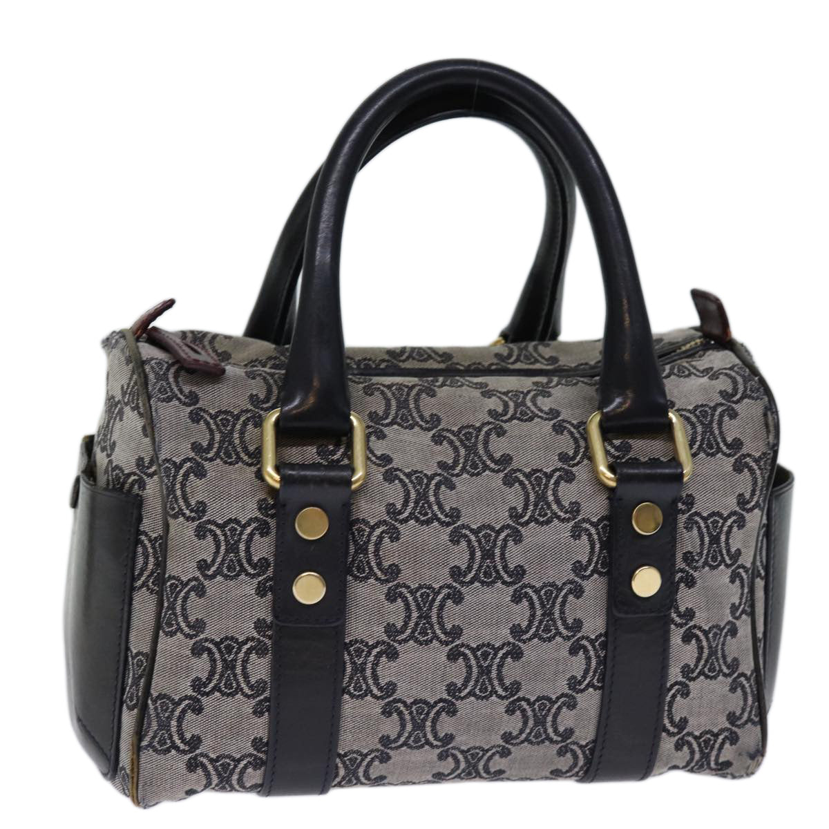 Luxury CELINE Triomphe Canvas Hand Bag Gray Auth 73729