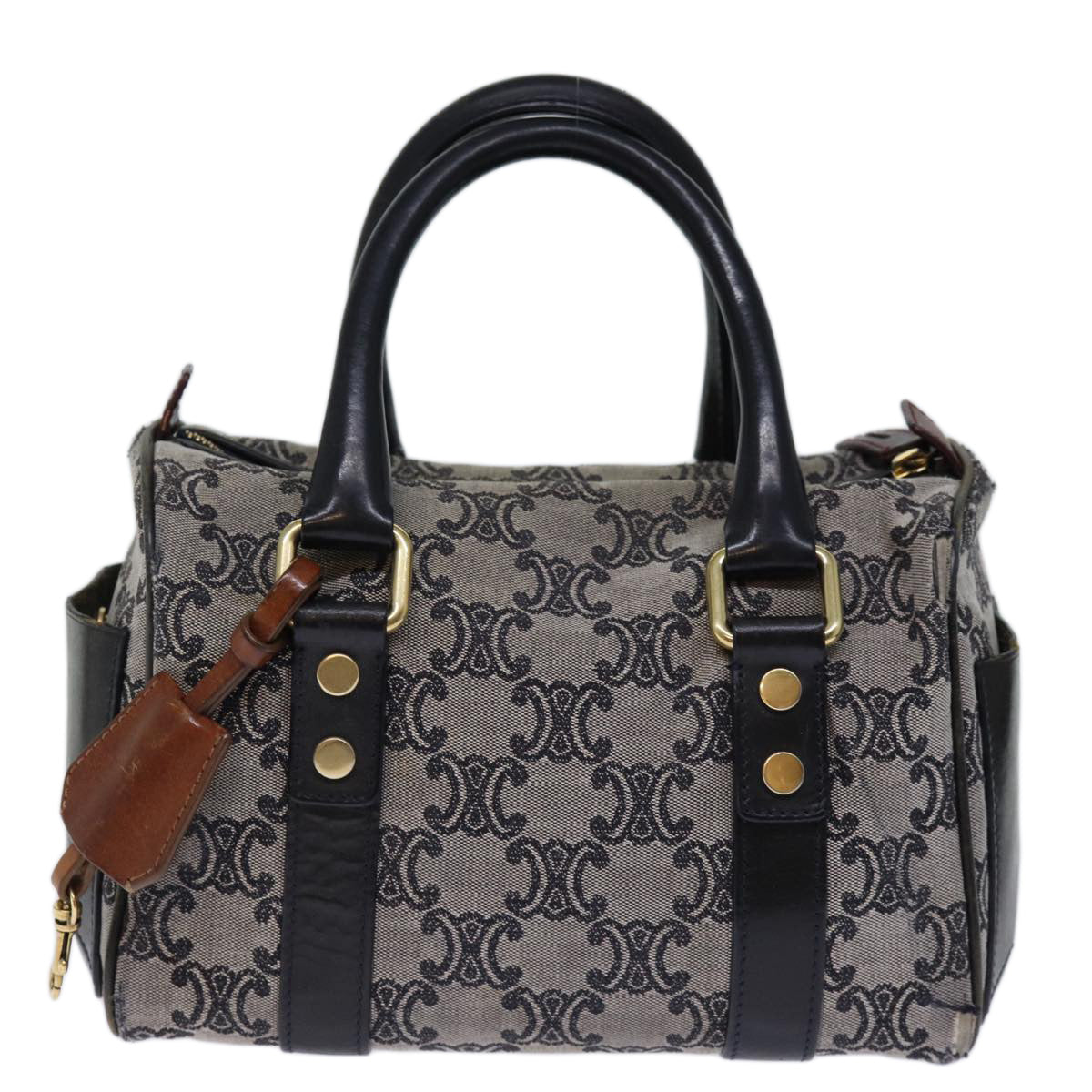 Luxury CELINE Triomphe Canvas Hand Bag Gray Auth 73729