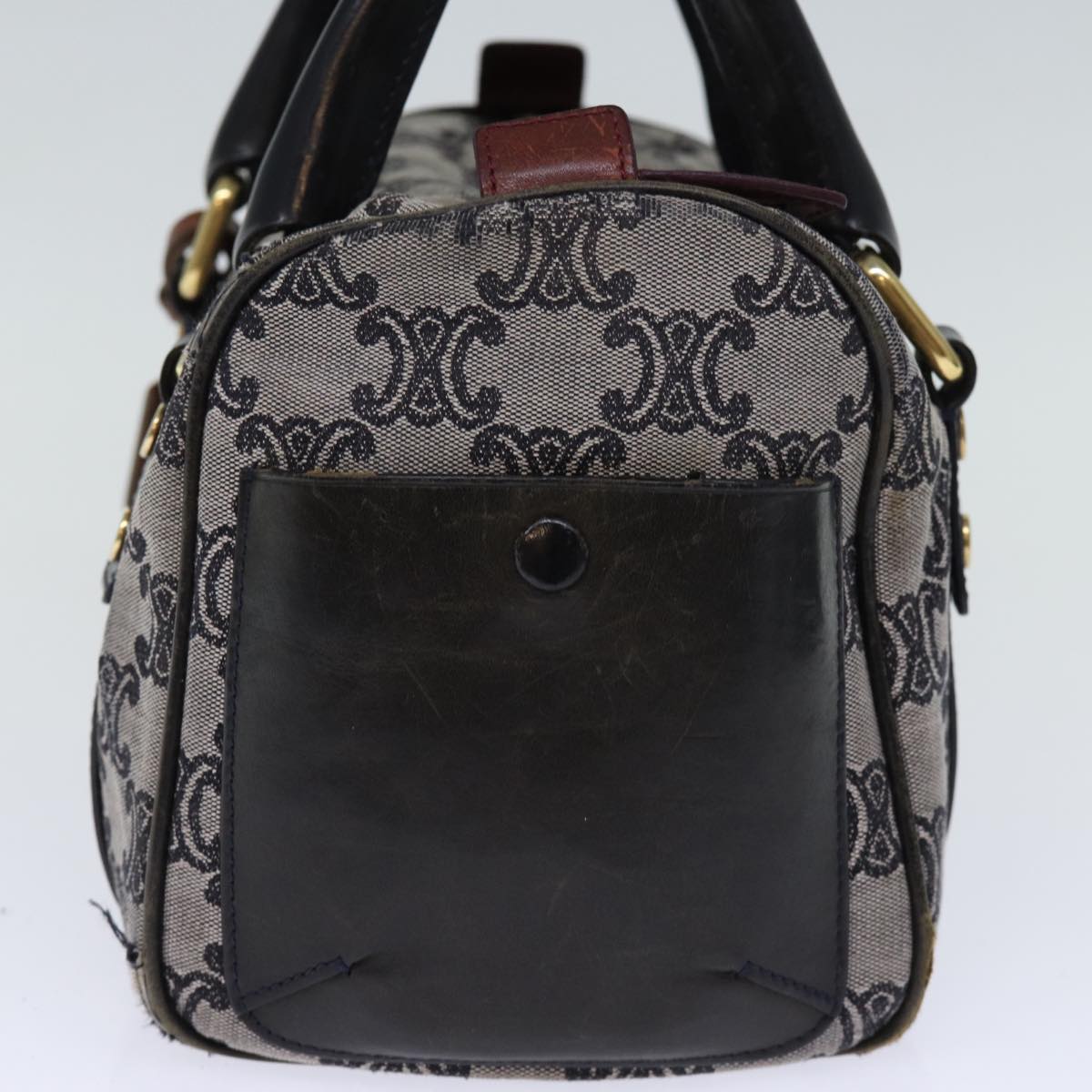 Luxury CELINE Triomphe Canvas Hand Bag Gray Auth 73729