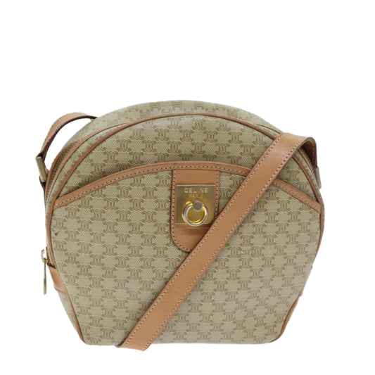Luxury CELINE Macadam Canvas Shoulder Bag Beige  73944