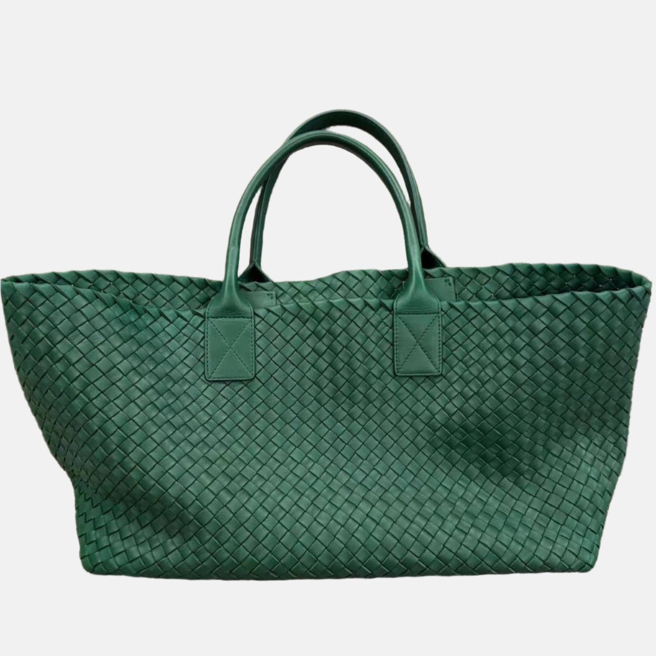 Bottega Veneta Cabat Large Intreccio Leather Tote Bag Dark Green with Pouch 40cm
