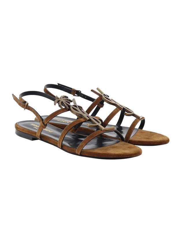 Luxury Saint Laurent Trending 2025 Women's Cassandra Open Suede Sandals Brown