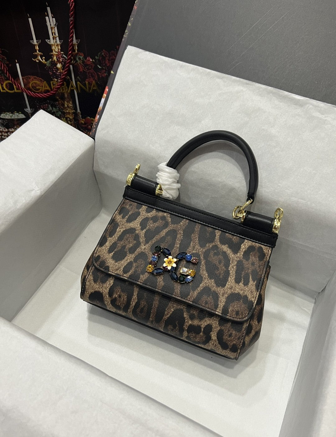 Top Quality Sicily Bag In Leopard-Print Pony Hair Multicolour For Women 7.9in/20cm Top Quality