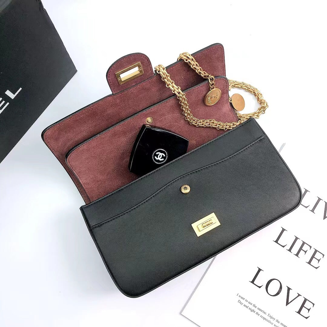 CHLMaroon Medallion Nude Reissue 2.55 Classic 225 Flap Black Bag For Women 24cm/9in