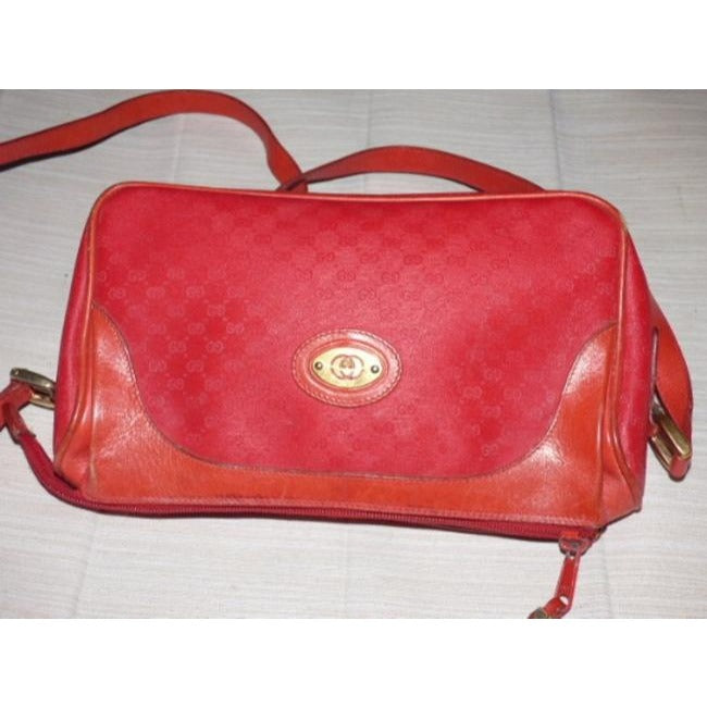 Gucci   Red Leather Small G Logo Coated Canvas Cross Body