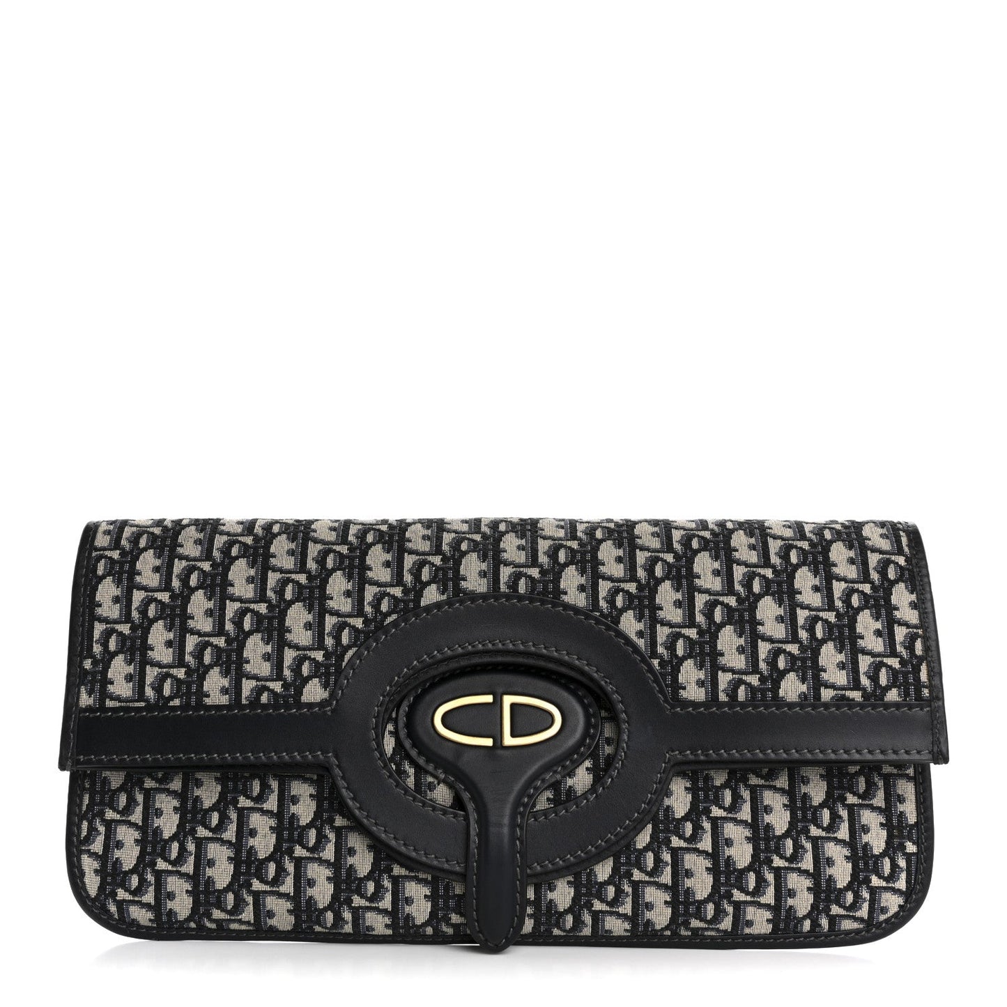Christian Dior Oblique Fold Over Clutch Blue