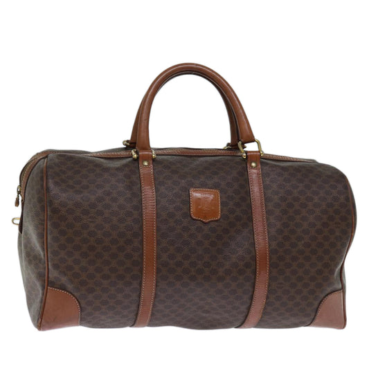 Luxury CELINE Macadam Canvas Boston Bag PVC Brown  74226
