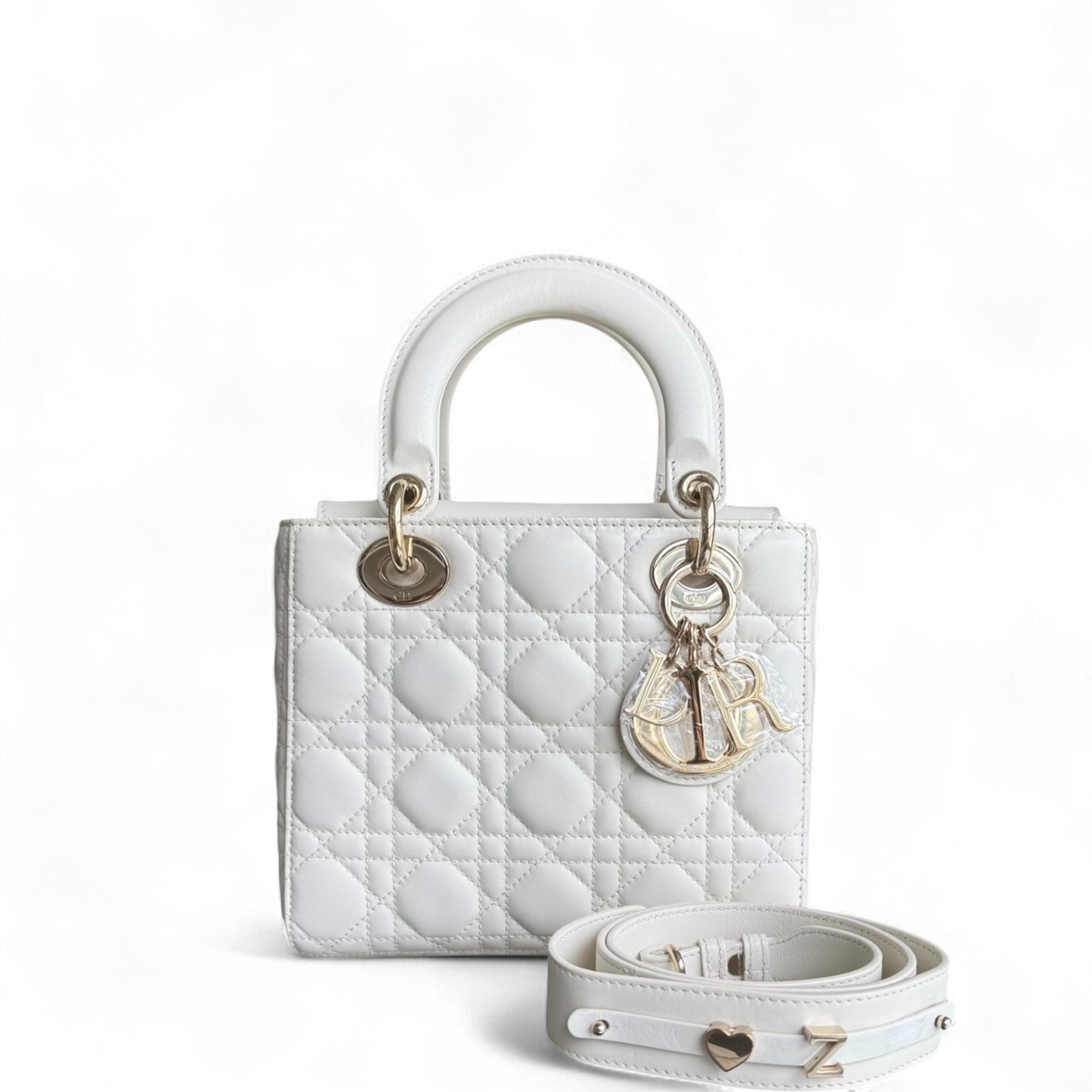 Dior Lady Small ABC - Cannage Lambskin White Gold Hardware MyABC