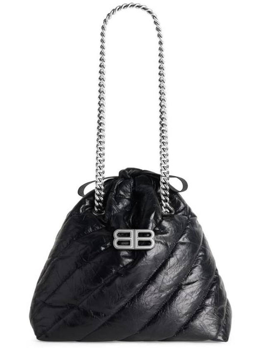 Luxury Balenciaga Trending 2025 Crush Embellished Logo Quilted Leather Tote Bag Black