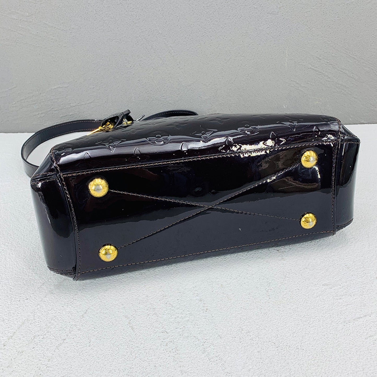 Louis Vuitton Black Patent leather Montaigne handbag bag