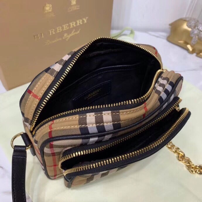 Top Quality  Check Cotton Camera Bag Neutral For Women, Womenâs Bags 7.7in/19.5cm