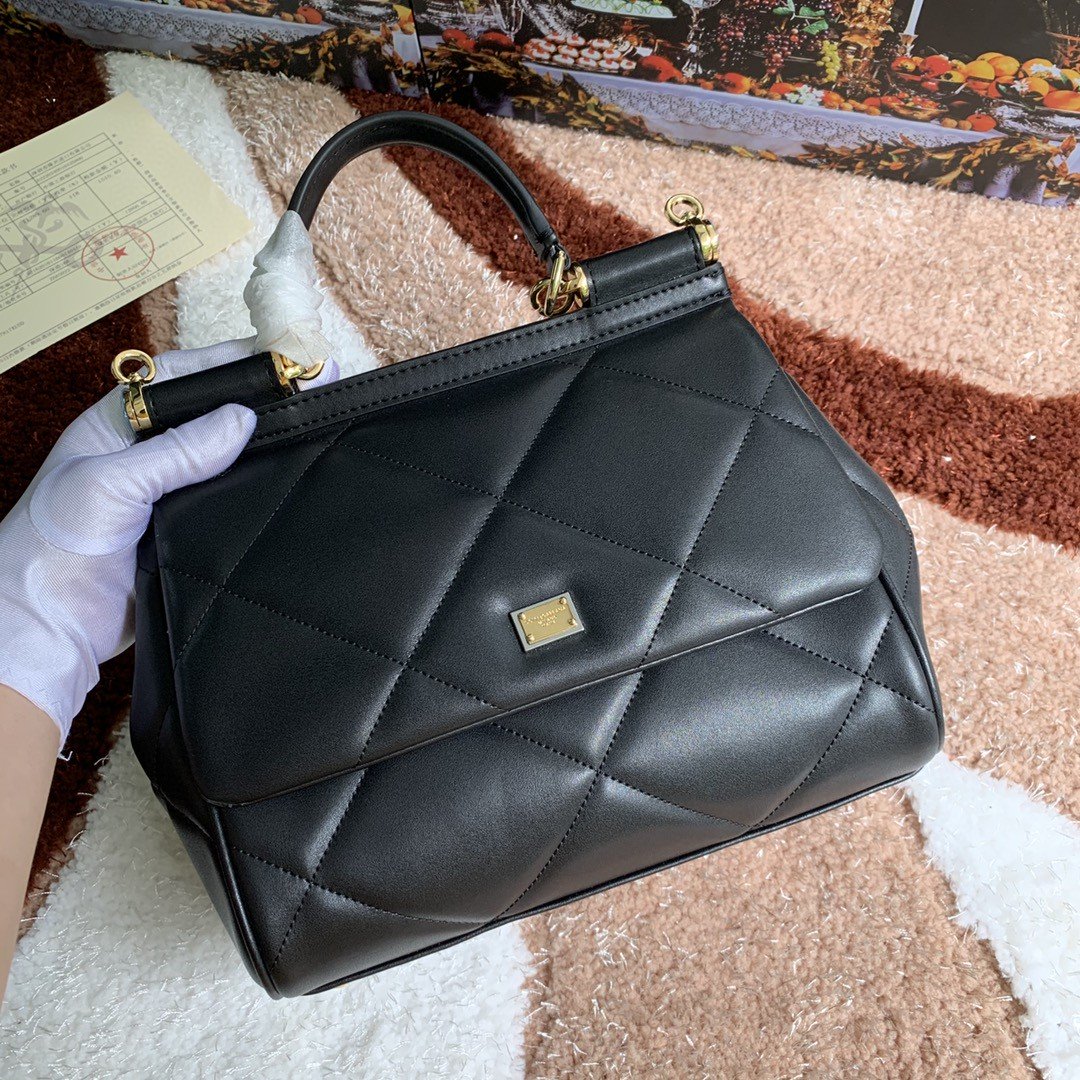 Top Quality Medium Sicily Bag In Quilted Black For Women 10.2in/26cm Top Quality Top Quality6002AW59180999