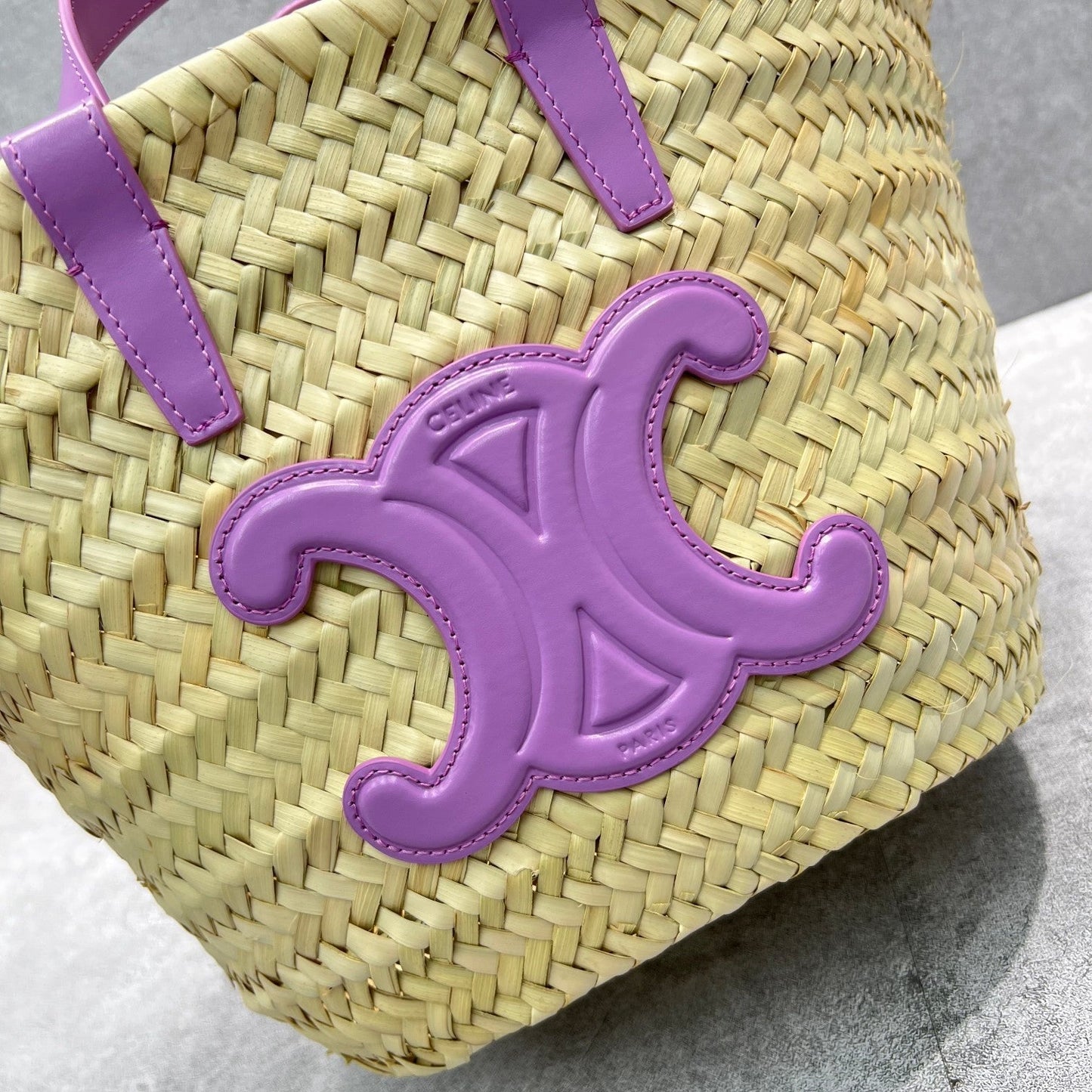 Top Quality Teen Triomphe Top Quality Classic Panier In Palm Leaves And Lizard Violet For Women 8in/20cm