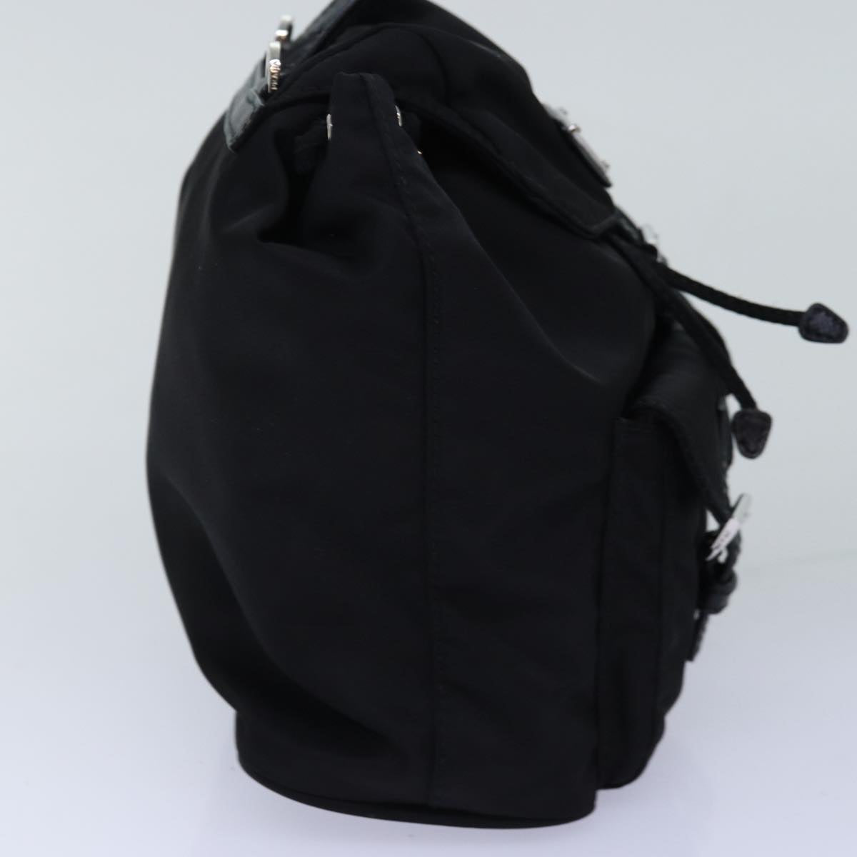 PRADA Chain Shoulder Bag Nylon Black Auth 74455A