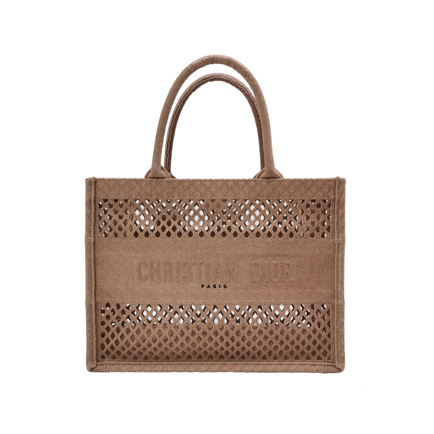 Christian Dior Book Tote Medium Beige Cutout Canvas Handbag