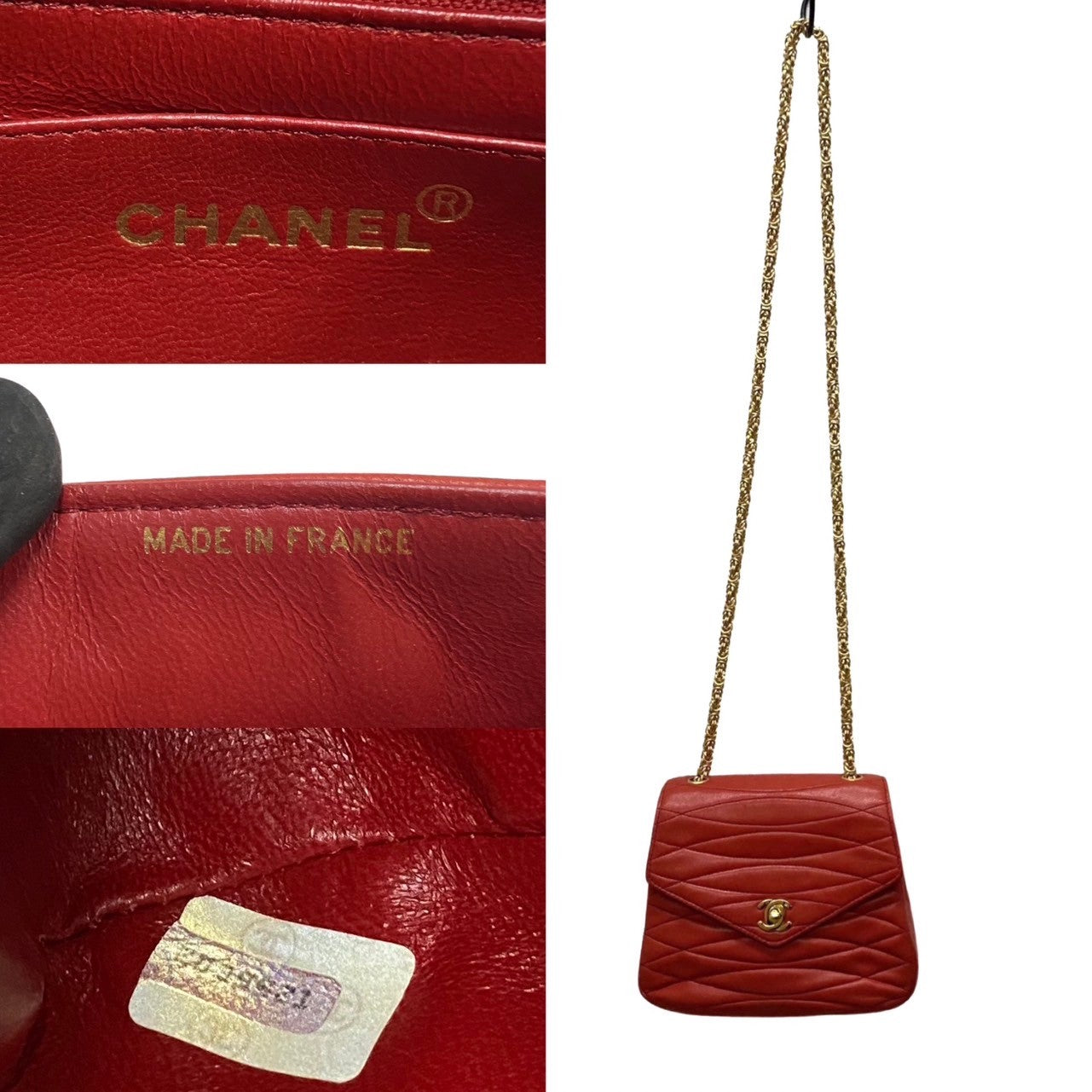 CHANEL Shoulder Bag lambskin Red COCO Mark Turnlock Metal Women