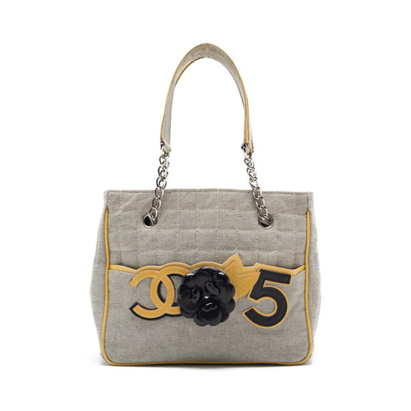 CHANEL . 5 Camelia Handbag Canvas  Emmel Grey × Yellow  Handbag ' Bag Hybrid ? Delivery? Honeymoon Online