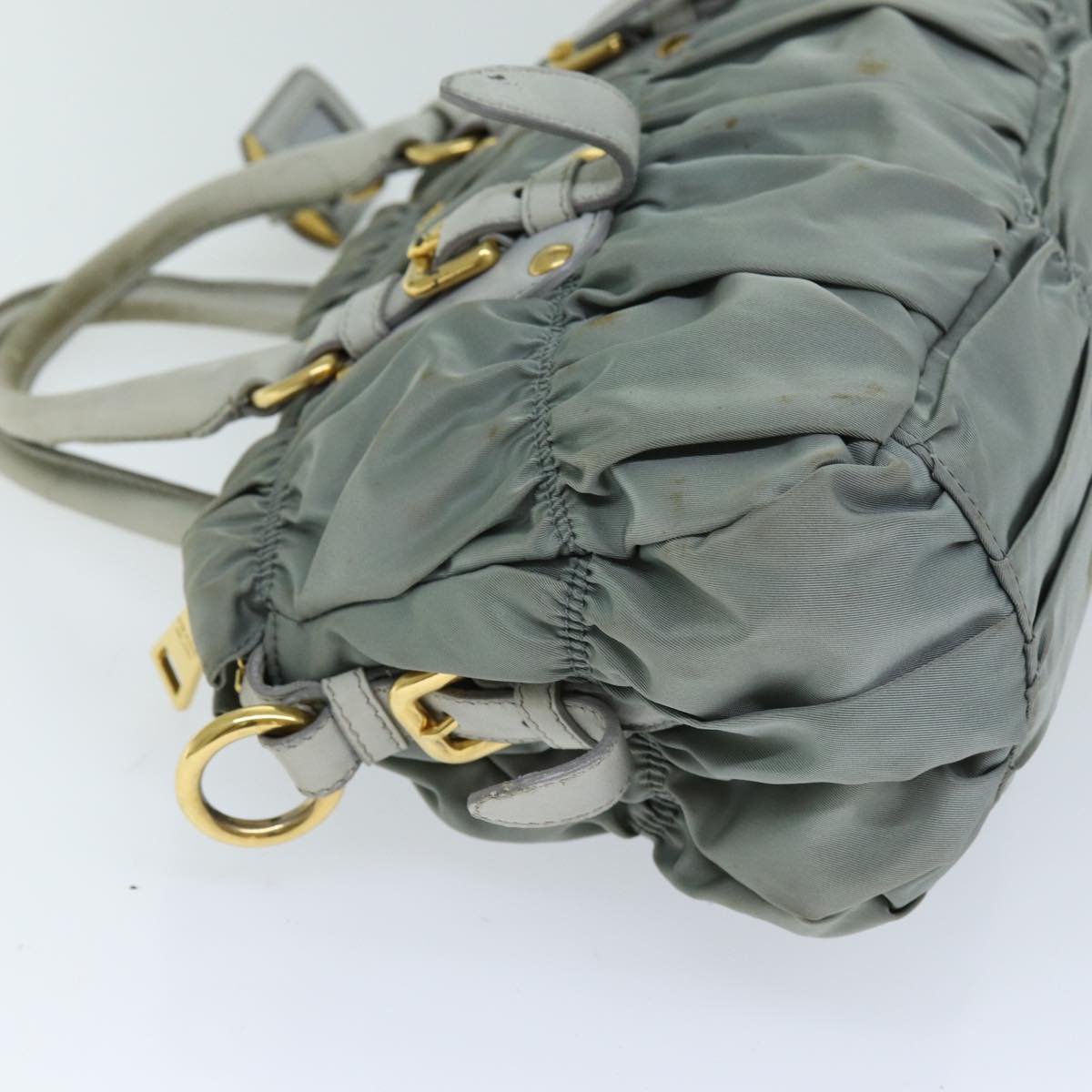 PRADA Hand Bag Nylon 2way Green Auth 74635