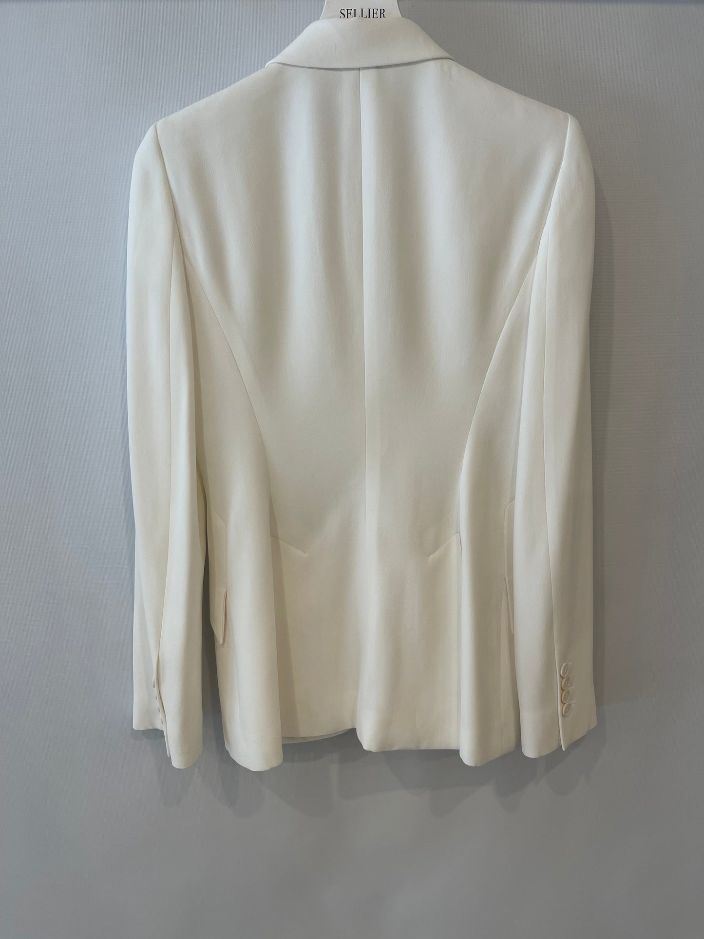 Alexander McQueen White Blazer Jacket and Matching Tro rs Set with White Button Details Size IT 42/44 (UK 10/12)