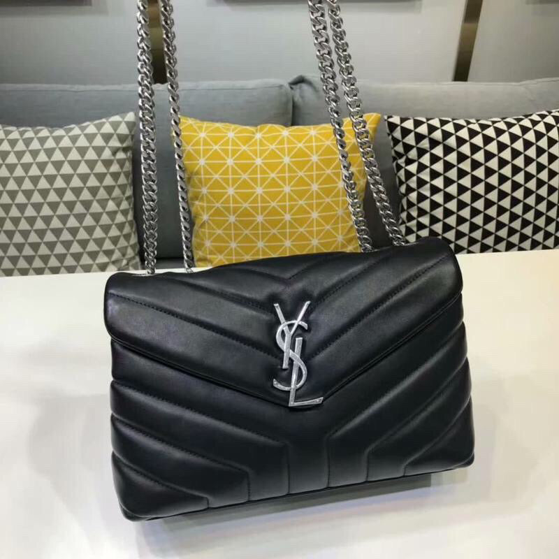 Top Quality Loulou Small Chain Bag In Matelassé "Y" Black For Women 9.8in/23cm YSL 494699DV7261000