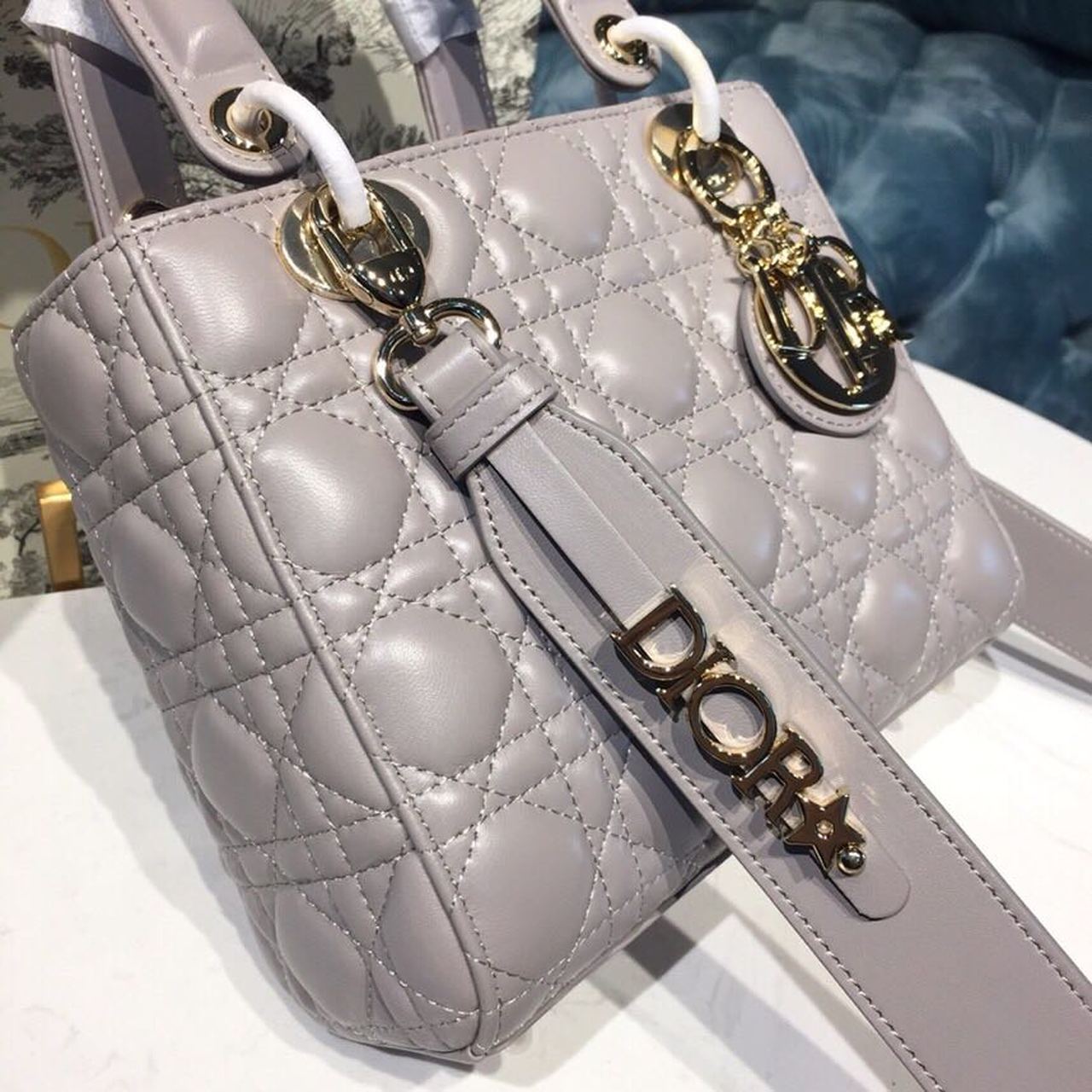 Top Quality Small Lady My ABCBag Steel Gray Cannage  For Women 20cm/8in CD M0538OCAL_M34G