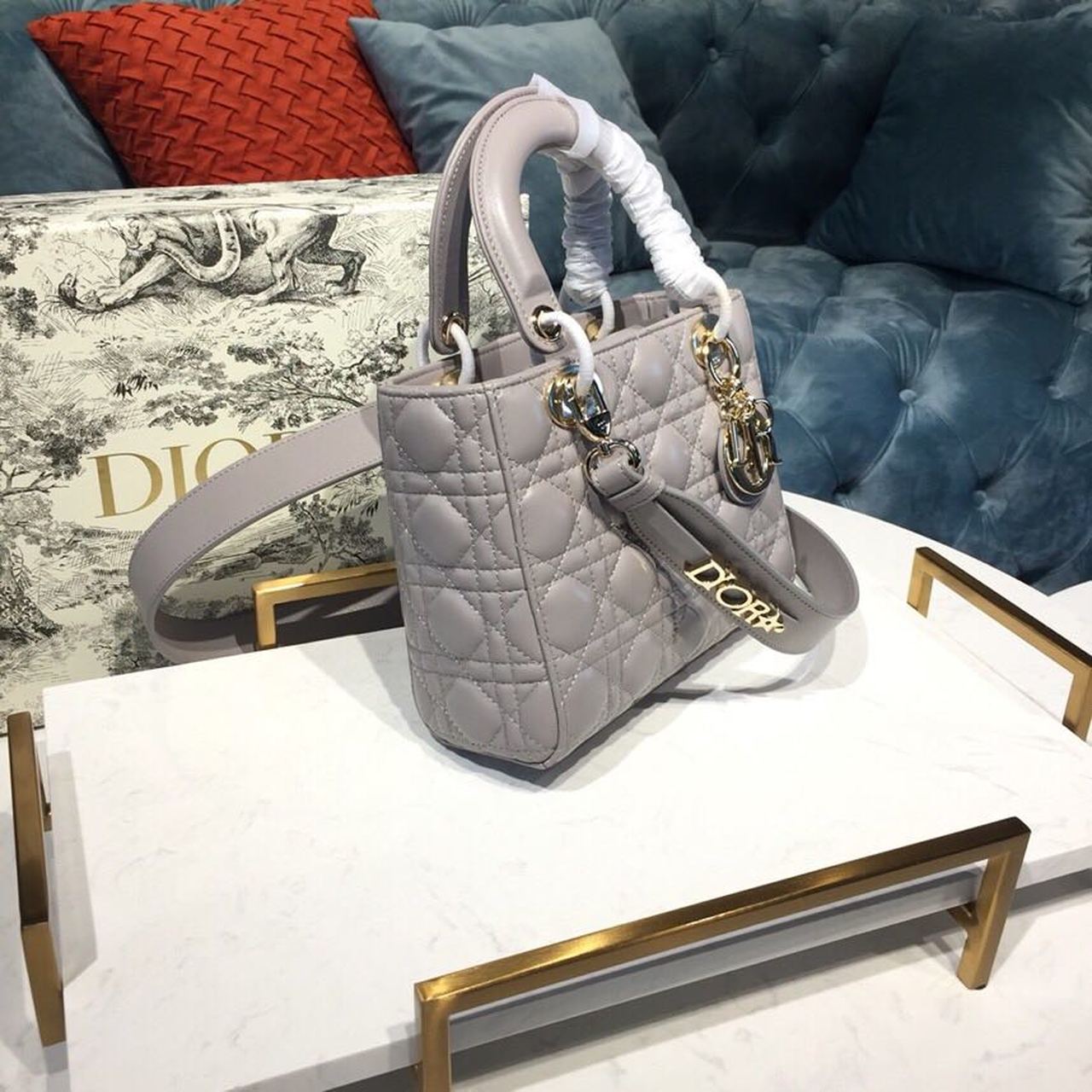 Top Quality Small Lady My ABCBag Steel Gray Cannage  For Women 20cm/8in CD M0538OCAL_M34G
