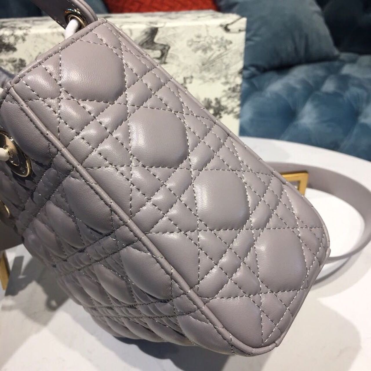 Top Quality Small Lady My ABCBag Steel Gray Cannage  For Women 20cm/8in CD M0538OCAL_M34G