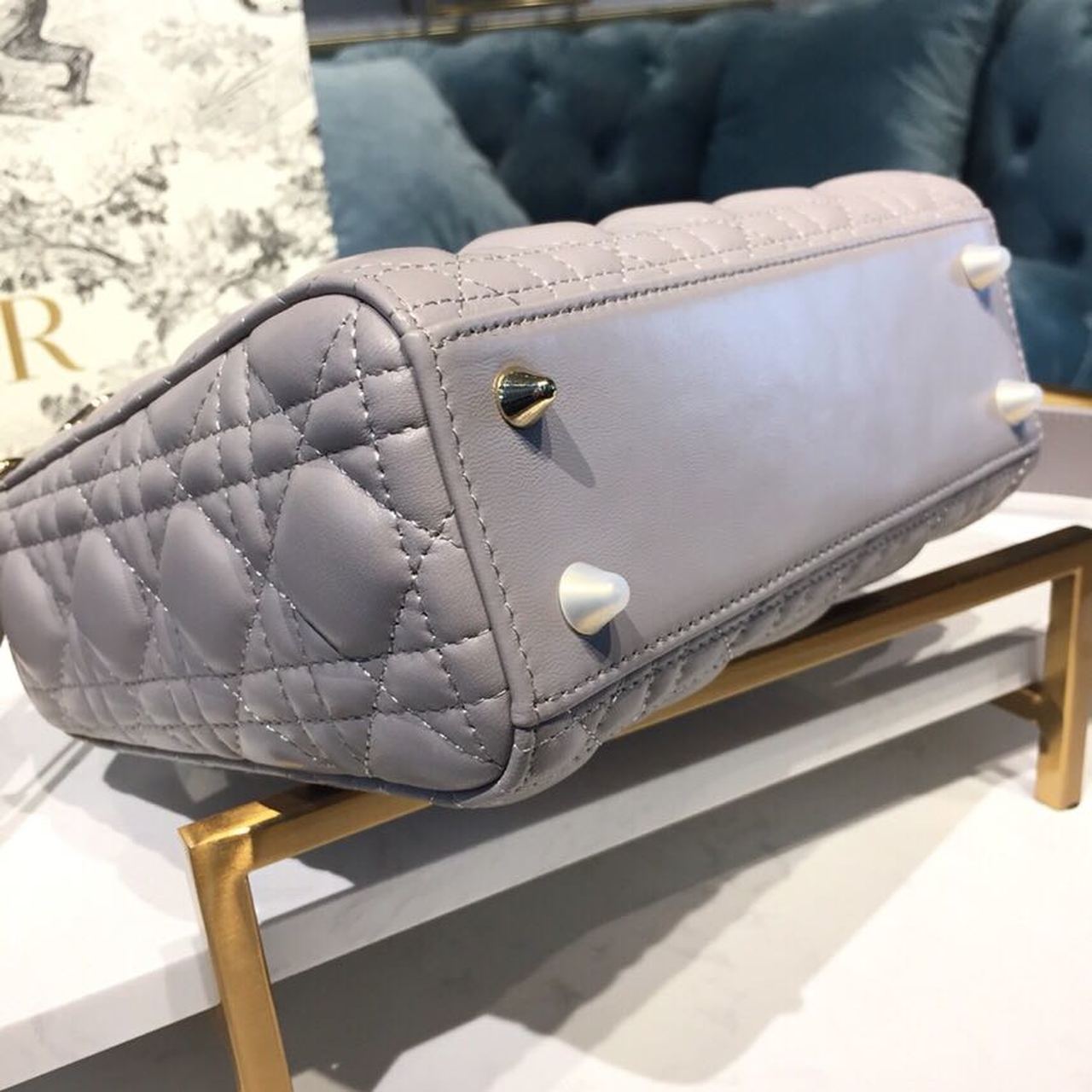 Top Quality Small Lady My ABCBag Steel Gray Cannage  For Women 20cm/8in CD M0538OCAL_M34G