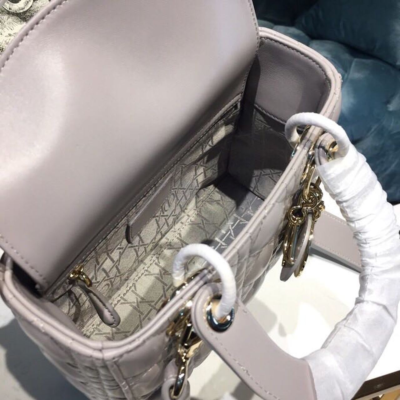 Top Quality Small Lady My ABCBag Steel Gray Cannage  For Women 20cm/8in CD M0538OCAL_M34G