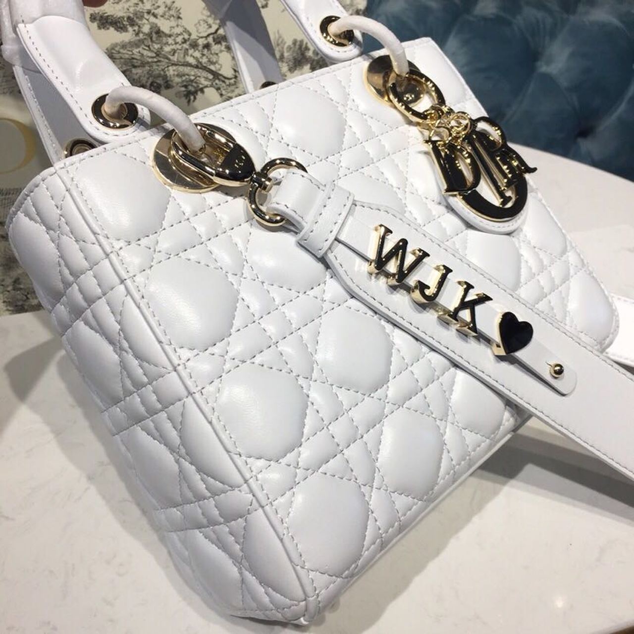 Top Quality Small Lady My ABCBag Latte Cannage White For Women 20cm/8in CD M0538OCAL_M030