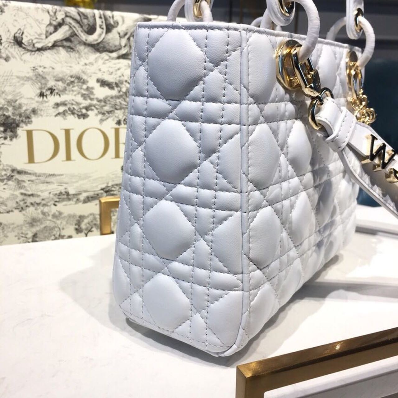 Top Quality Small Lady My ABCBag Latte Cannage White For Women 20cm/8in CD M0538OCAL_M030