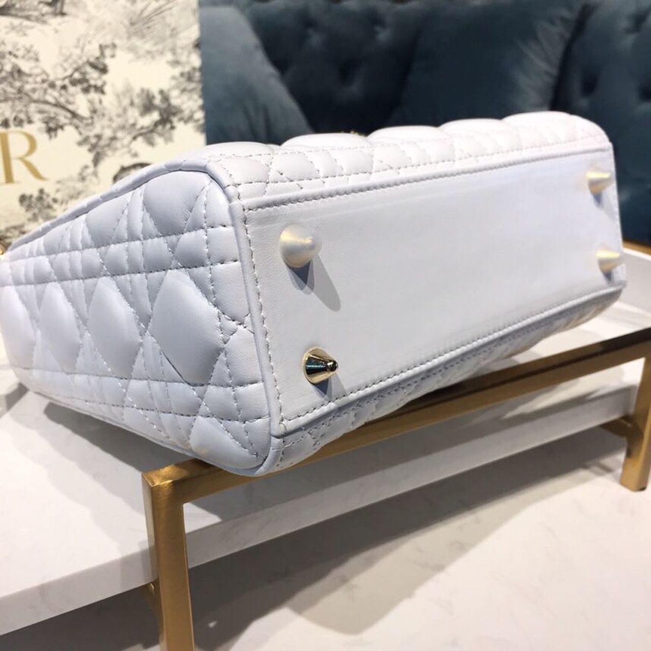 Top Quality Small Lady My ABCBag Latte Cannage White For Women 20cm/8in CD M0538OCAL_M030