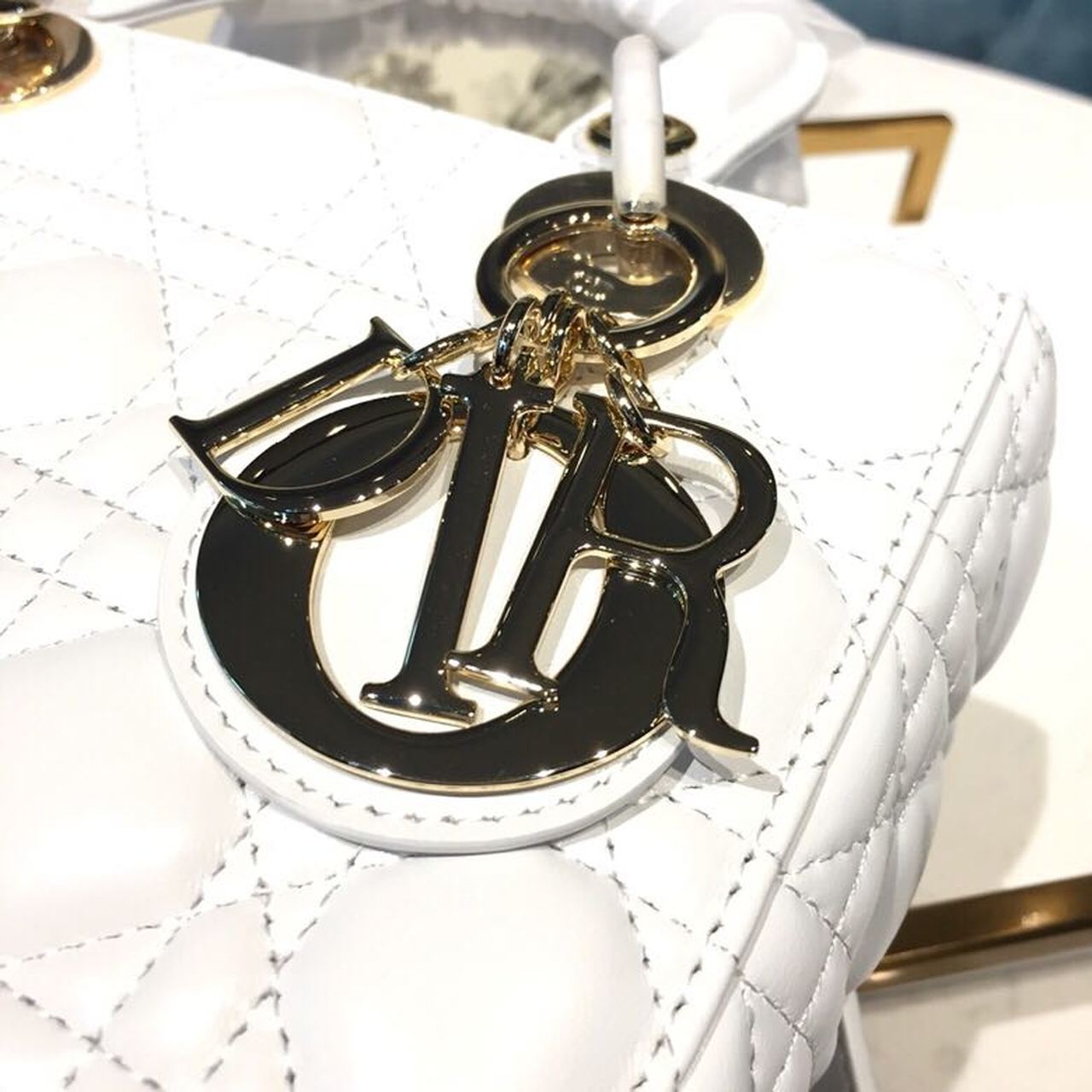 Top Quality Small Lady My ABCBag Latte Cannage White For Women 20cm/8in CD M0538OCAL_M030