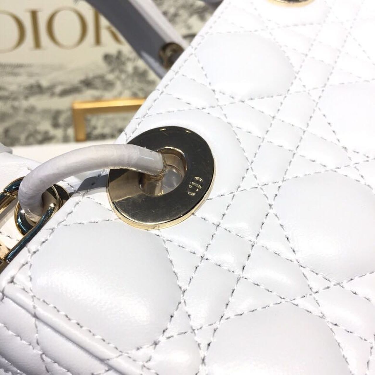 Top Quality Small Lady My ABCBag Latte Cannage White For Women 20cm/8in CD M0538OCAL_M030