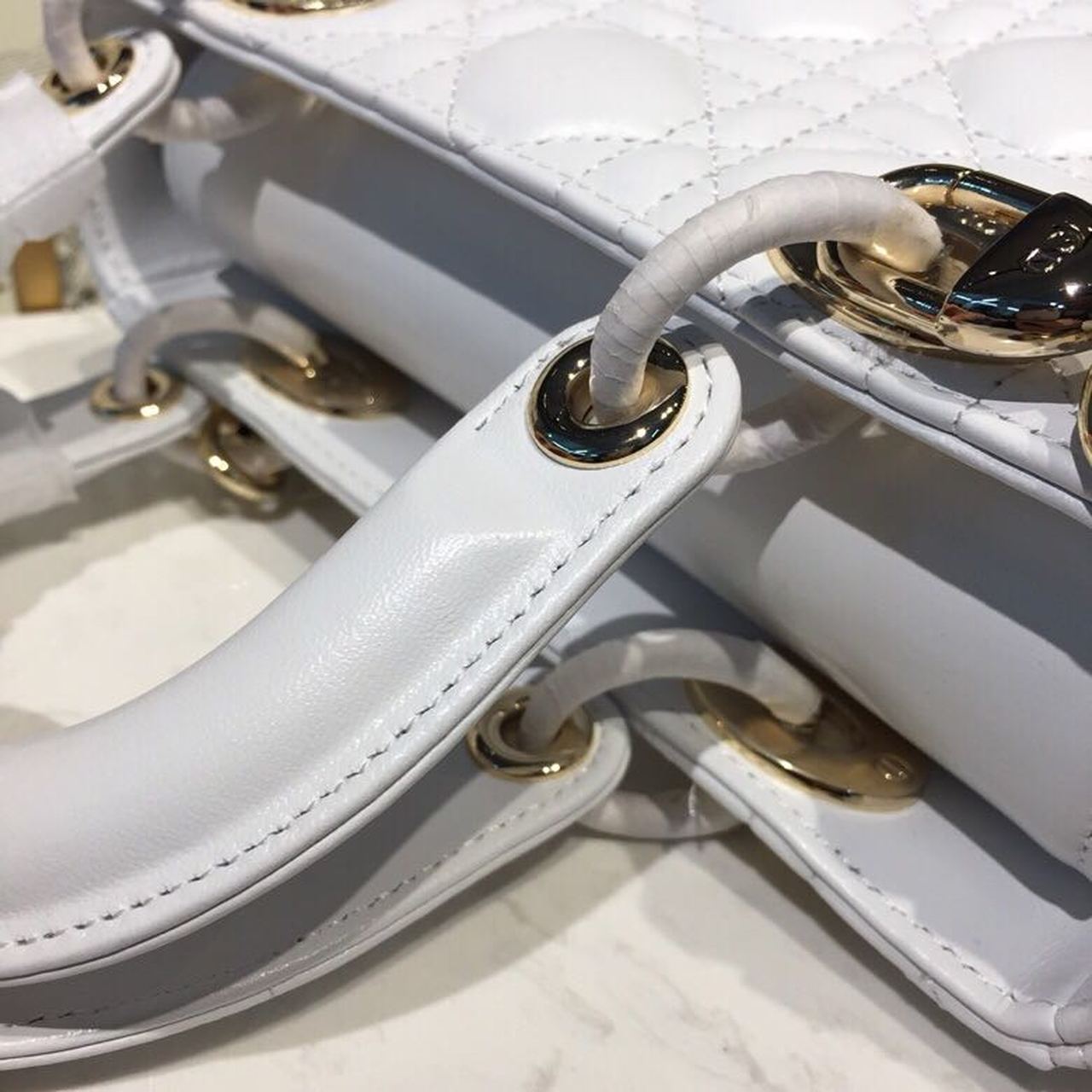 Top Quality Small Lady My ABCBag Latte Cannage White For Women 20cm/8in CD M0538OCAL_M030