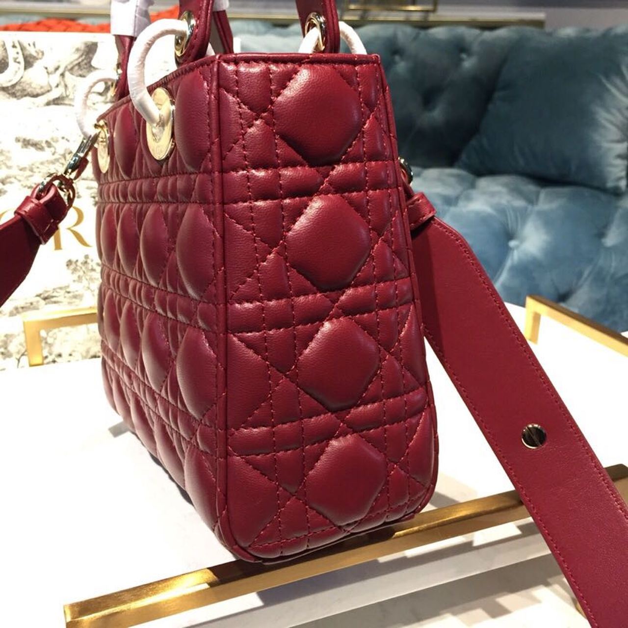 Top Quality Small Lady My ABCBag Cherry Red Cannage  For Women 20cm/8in CD